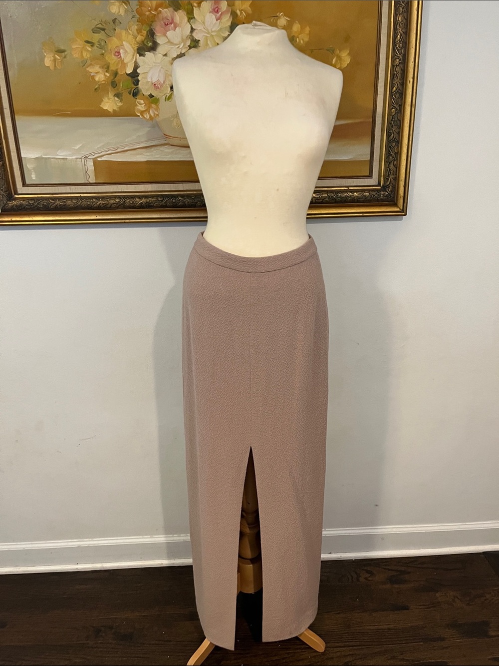 Alice + Olivia Dusty Taupe Maxi Skirt with Front Slit
